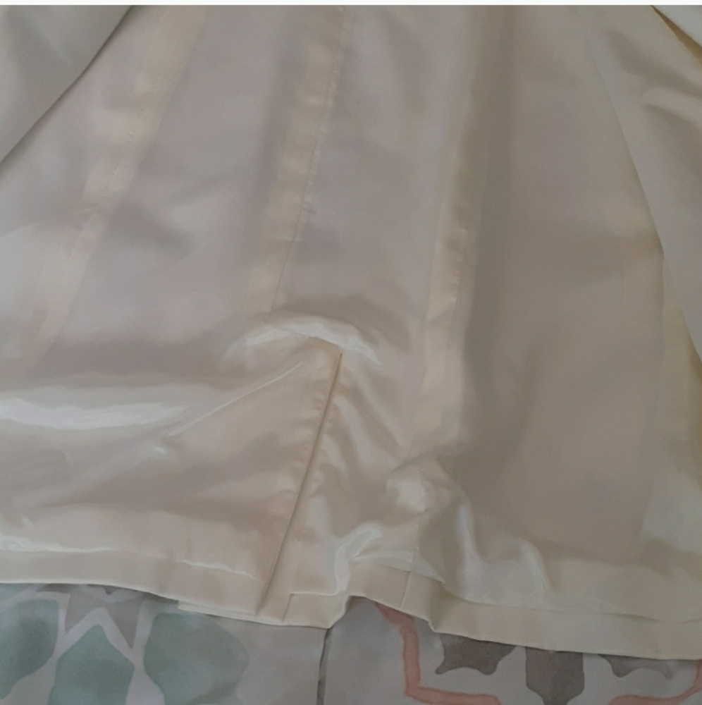 INC International Concepts Ivory Trench Coat Black Piping Button Front Medium - Picture 6 of 10